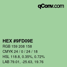 Color code: HEX #9FD09E | qconv.com