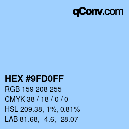 Color code: HEX #9FD0FF | qconv.com