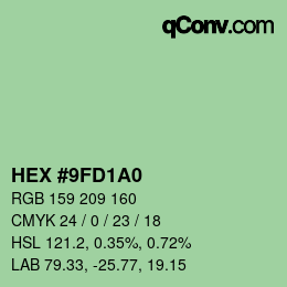颜色代码: HEX #9FD1A0 | qconv.com