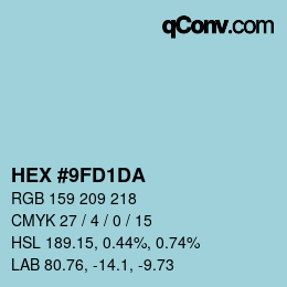カラーコード: HEX #9FD1DA | qconv.com