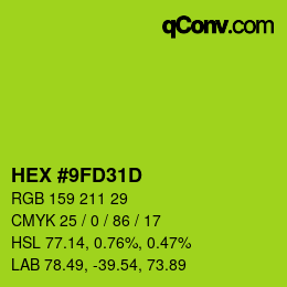 Color code: HEX #9FD31D | qconv.com