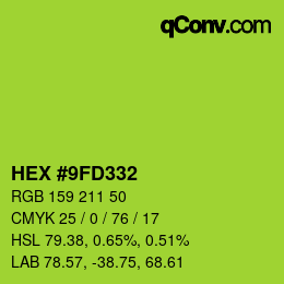 Color code: HEX #9FD332 | qconv.com