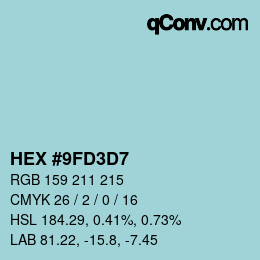 Color code: HEX #9FD3D7 | qconv.com