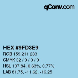 カラーコード: HEX #9FD3E9 | qconv.com
