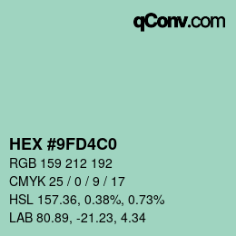 カラーコード: HEX #9FD4C0 | qconv.com