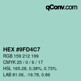 Color code: HEX #9FD4C7 | qconv.com