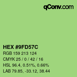 Color code: HEX #9FD57C | qconv.com