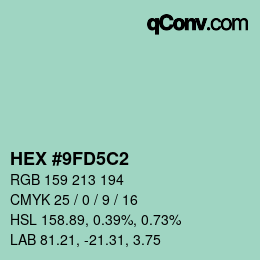 Color code: HEX #9FD5C2 | qconv.com