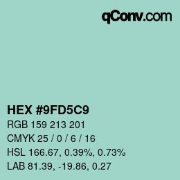 カラーコード: HEX #9FD5C9 | qconv.com