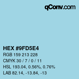 Farbcode: HEX #9FD5E4 | qconv.com