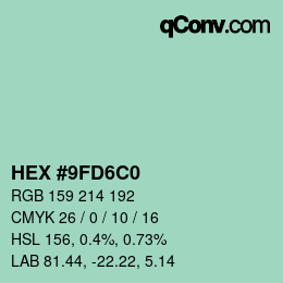 颜色代码: HEX #9FD6C0 | qconv.com