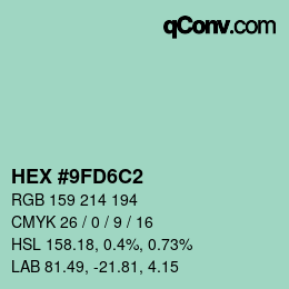 Color code: HEX #9FD6C2 | qconv.com