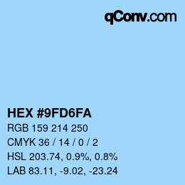颜色代码: HEX #9FD6FA | qconv.com