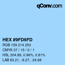 カラーコード: HEX #9FD6FD | qconv.com
