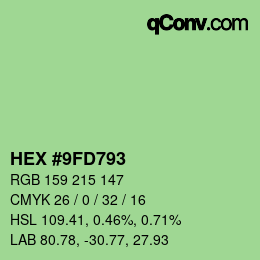 Color code: HEX #9FD793 | qconv.com