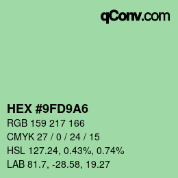 Color code: HEX #9FD9A6 | qconv.com