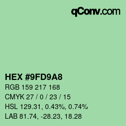 カラーコード: HEX #9FD9A8 | qconv.com