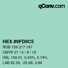 Color code: HEX #9FD9C5 | qconv.com