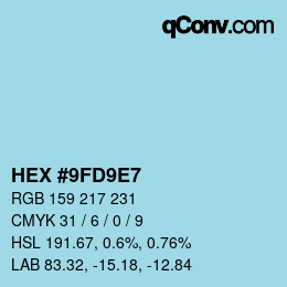 颜色代码: HEX #9FD9E7 | qconv.com