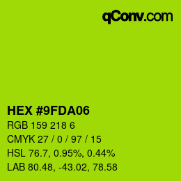 カラーコード: HEX #9FDA06 | qconv.com