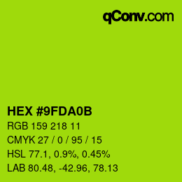 Color code: HEX #9FDA0B | qconv.com