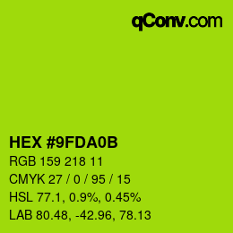 Color code: HEX #9FDA0B | qconv.com