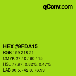 Code couleur: HEX #9FDA15 | qconv.com