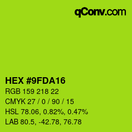 Color code: HEX #9FDA16 | qconv.com