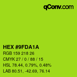 カラーコード: HEX #9FDA1A | qconv.com