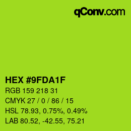 カラーコード: HEX #9FDA1F | qconv.com