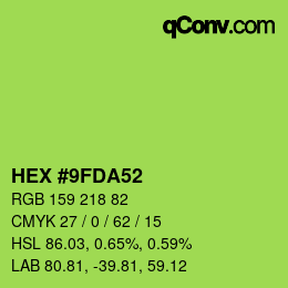 カラーコード: HEX #9FDA52 | qconv.com