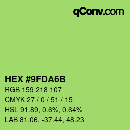 カラーコード: HEX #9FDA6B | qconv.com