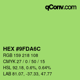 Color code: HEX #9FDA6C | qconv.com