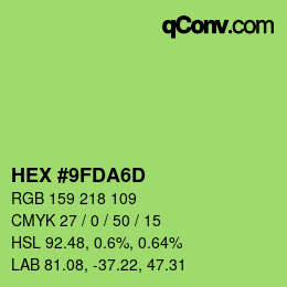 カラーコード: HEX #9FDA6D | qconv.com