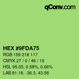 カラーコード: HEX #9FDA75 | qconv.com
