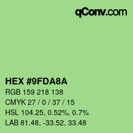 カラーコード: HEX #9FDA8A | qconv.com