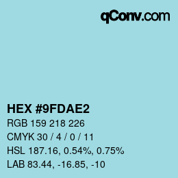 カラーコード: HEX #9FDAE2 | qconv.com