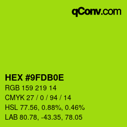 カラーコード: HEX #9FDB0E | qconv.com