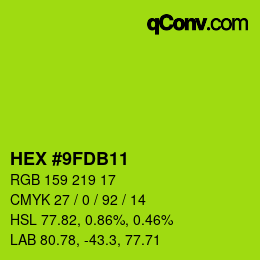 Color code: HEX #9FDB11 | qconv.com