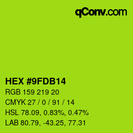 カラーコード: HEX #9FDB14 | qconv.com
