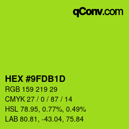 Color code: HEX #9FDB1D | qconv.com