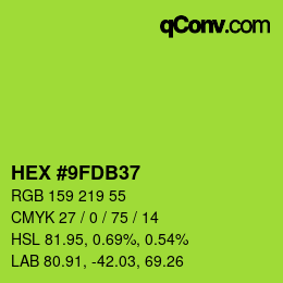 カラーコード: HEX #9FDB37 | qconv.com