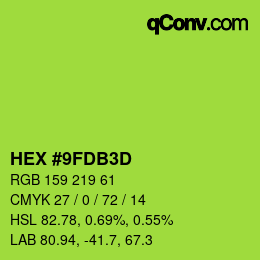 Color code: HEX #9FDB3D | qconv.com