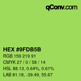 カラーコード: HEX #9FDB5B | qconv.com