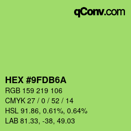 カラーコード: HEX #9FDB6A | qconv.com