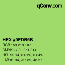 Color code: HEX #9FDB6B | qconv.com