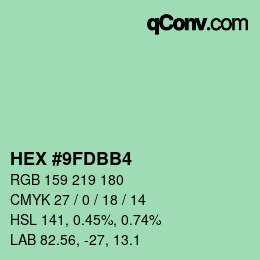 颜色代码: HEX #9FDBB4 | qconv.com