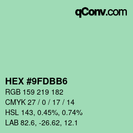 颜色代码: HEX #9FDBB6 | qconv.com