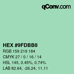 カラーコード: HEX #9FDBB8 | qconv.com