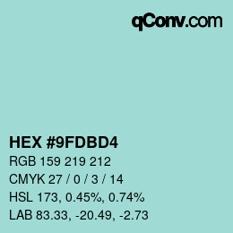 Color code: HEX #9FDBD4 | qconv.com